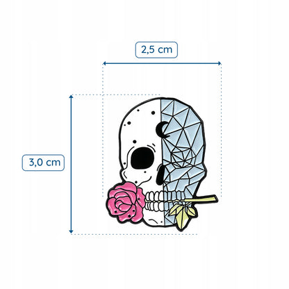 Totenkopf mit Rose - Anstecker