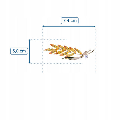 Goldene Weizenähre mit Zirkonia - Brosche