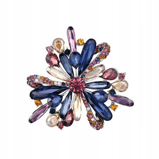 Bunte Blumen - Brosche mit Zirkonia