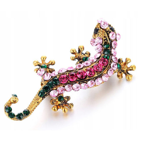 Gecko-Brosche mit Zirkonia