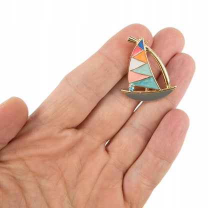 Segelboot - Brosche mit Zirkonia
