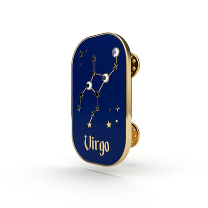 Sternzeichen Jungfrau – Zirkon-Anstecker mit 14 Karat Gold veredelt