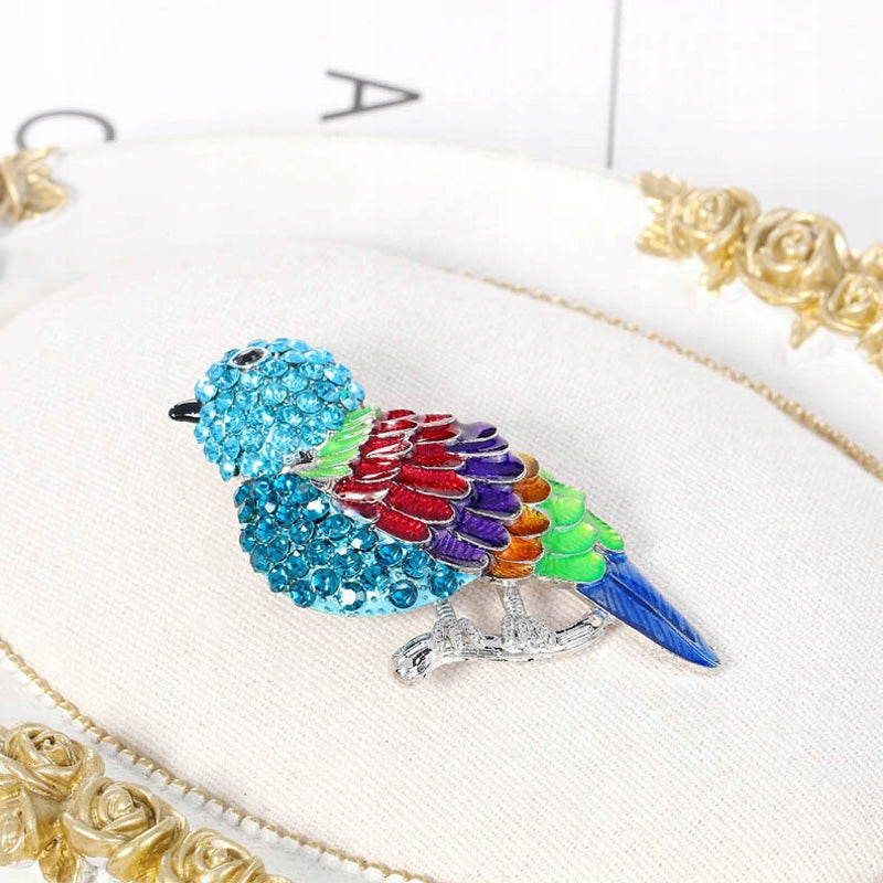 Taubenvogel - Brosche mit bunten Zirkonen