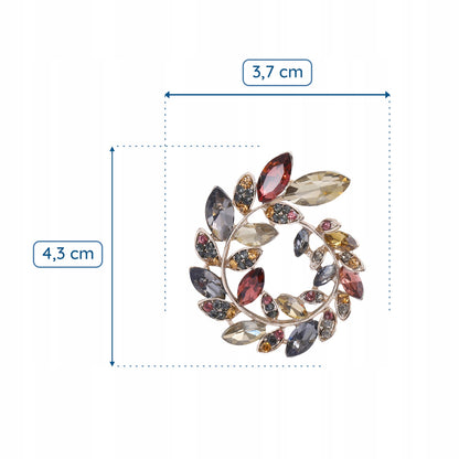 Kranz mit Blättern - Brosche mit Zirkonen verziert