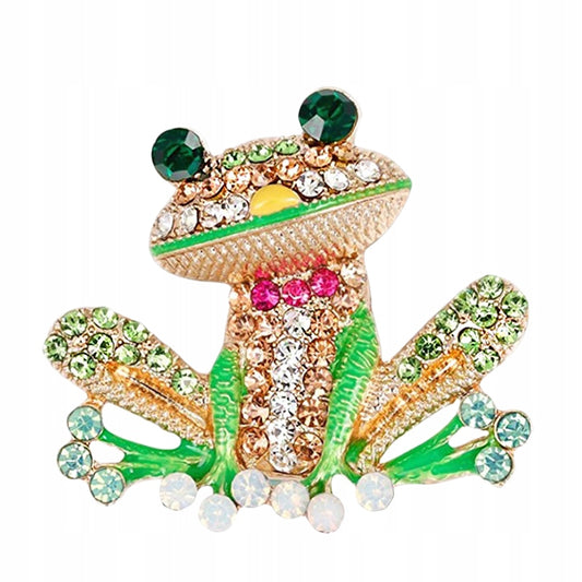 Grüner Frosch - Brosche mit Zirkonias