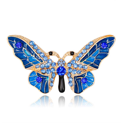 Blaue Schmetterlingsbrosche mit Zirkonia
