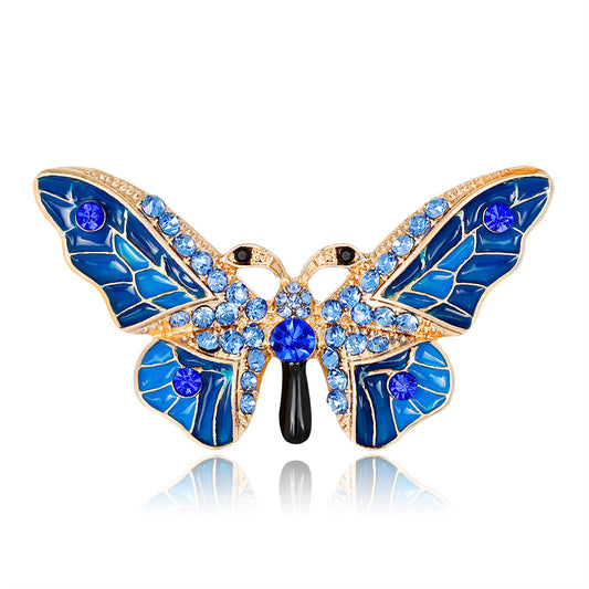 Blaue Schmetterlingsbrosche mit Zirkonia