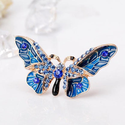 Blaue Schmetterlingsbrosche mit Zirkonia