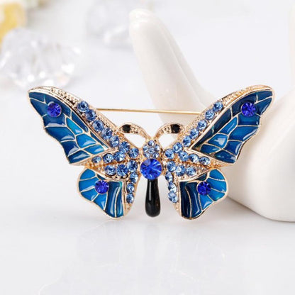 Blaue Schmetterlingsbrosche mit Zirkonia