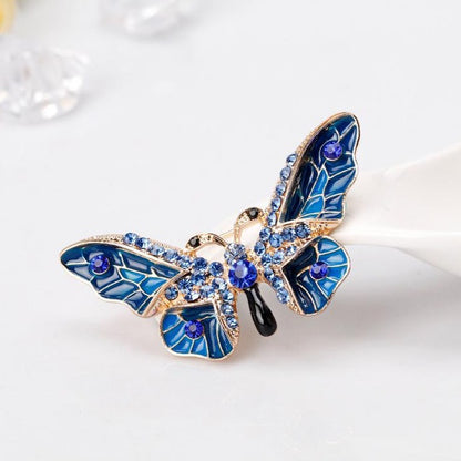 Blaue Schmetterlingsbrosche mit Zirkonia