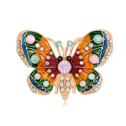 Bunte Schmetterlingsbrosche mit Zirkonia