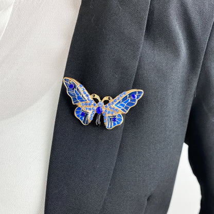 Blaue Schmetterlingsbrosche mit Zirkonia