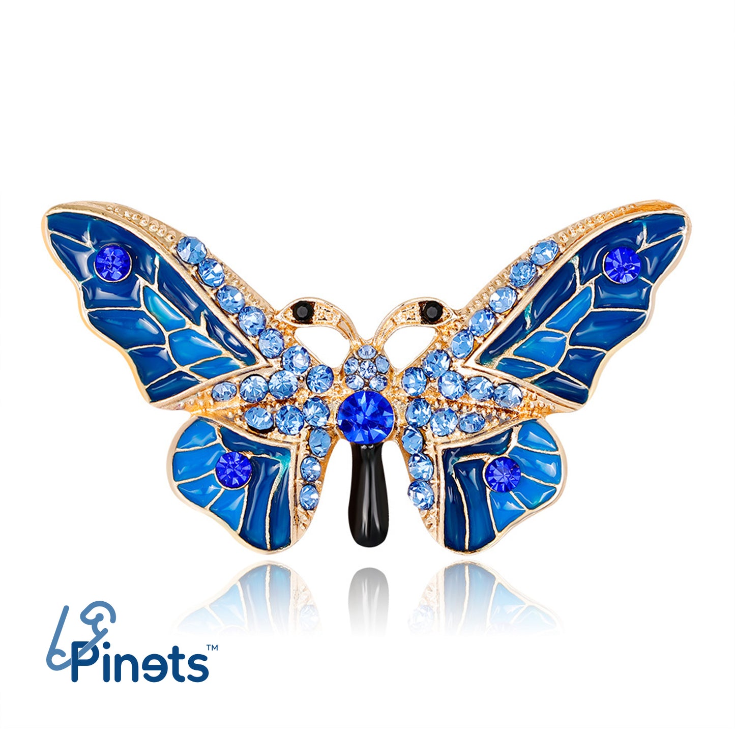 Blaue Schmetterlingsbrosche mit Zirkonia