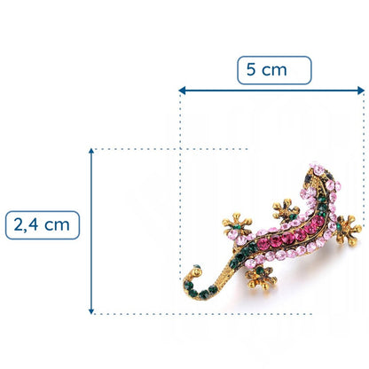 Gecko-Brosche mit Zirkonia
