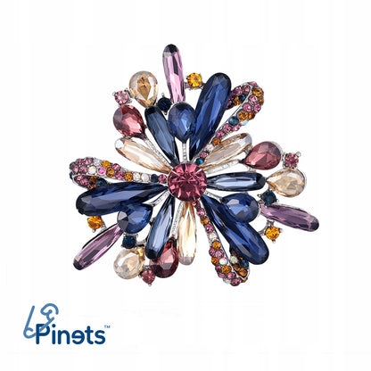 Bunte Blumen - Brosche mit Zirkonia