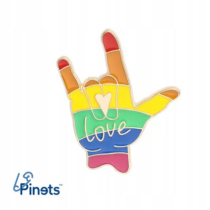 Regenbogen Hand Liebe Button