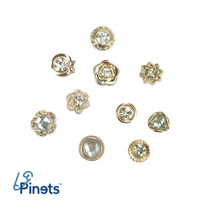 Set mit 10 Goldnadeln mit Zirkonias