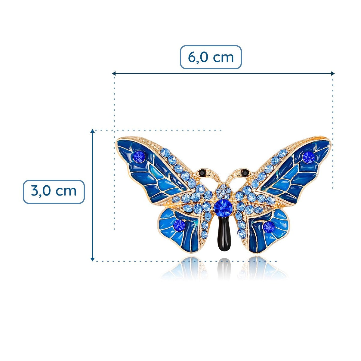 Blaue Schmetterlingsbrosche mit Zirkonia