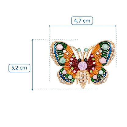 Bunte Schmetterlingsbrosche mit Zirkonia