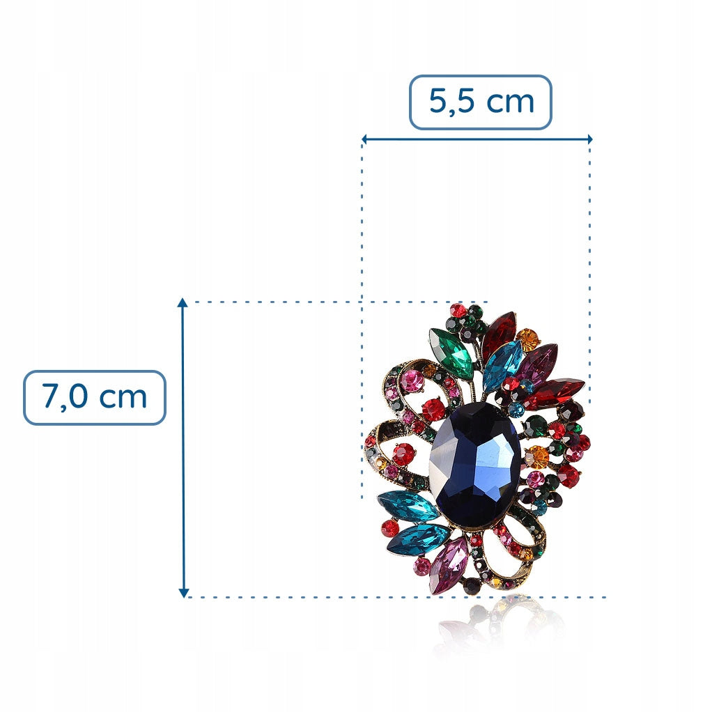 Bunte Brosche mit Zirkonen