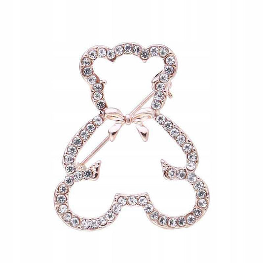 Teddybär mit Schleife - Silberbrosche mit Roségold