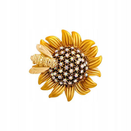 Sonnenblume mit Biene - Brosche mit Anhängerfunktion