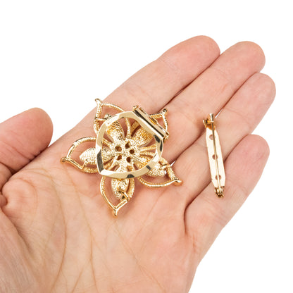 Blumenbrosche mit Zirkonia