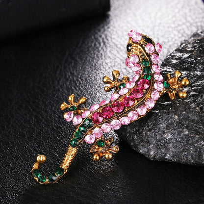 Gecko-Brosche mit Zirkonia