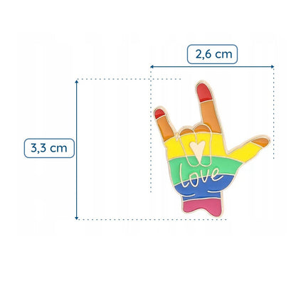 Regenbogen Hand Liebe Button