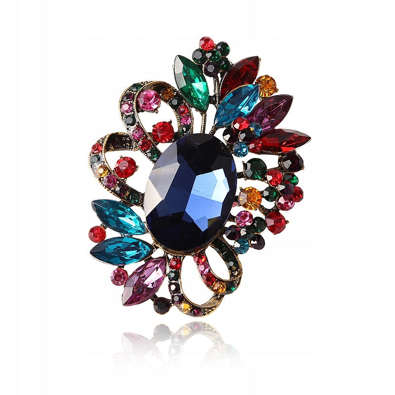 Bunte Brosche mit Zirkonen