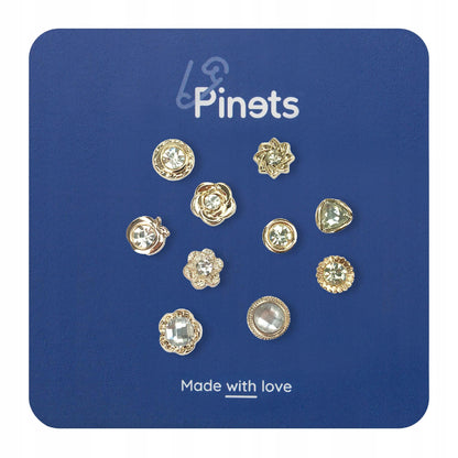 Set mit 10 Goldnadeln mit Zirkonias