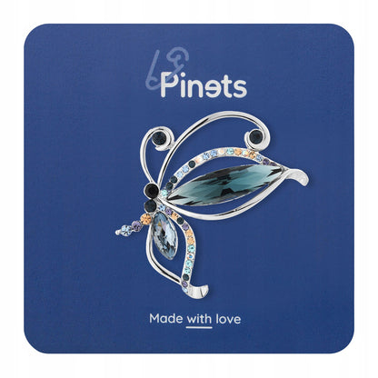 Silberner Schmetterling mit Zirkonias, 14 Karat Weißgold plattierte Brosche
