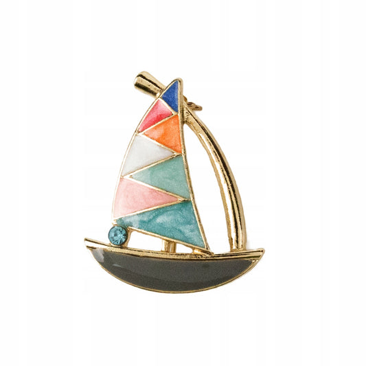 Segelboot - Brosche mit Zirkonia