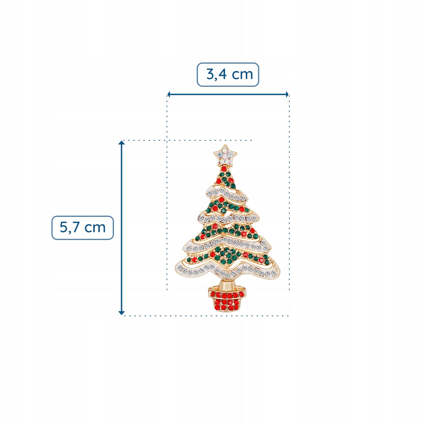Weihnachtsbaum mit weißer Kette - bunte Weihnachtsbrosche