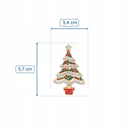 Weihnachtsbaum mit weißer Kette - bunte Weihnachtsbrosche