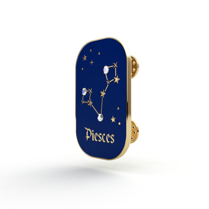Sternzeichen Fische – Zirkon-Anstecker mit 14 Karat Gold veredelt