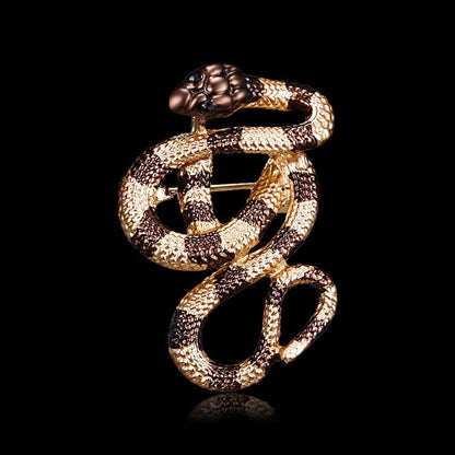 Goldene Schlangenbrosche mit Zirkonia