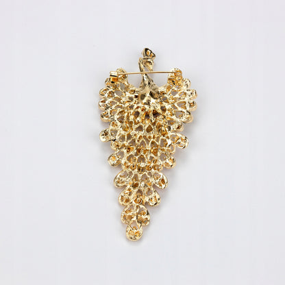 Pfau mit Zirkonen und beweglichem Schwanz – goldene Brosche