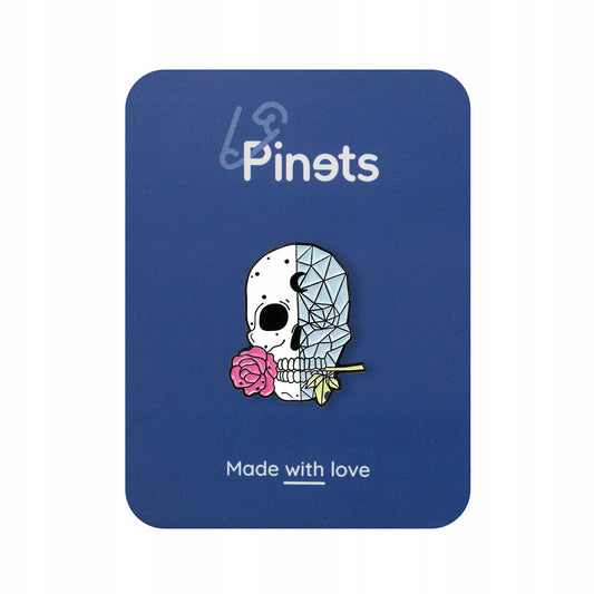 Totenkopf mit Rose - Anstecker