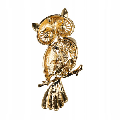 Eule mit Zirkonia - Goldbrosche als Geschenk