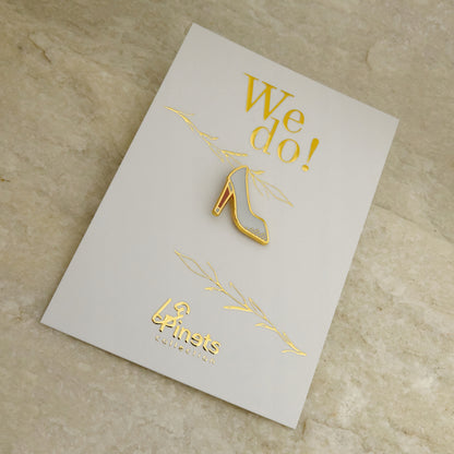 Hochzeitsnadel - weißer Pantoffel - Hochzeitsgeschenk