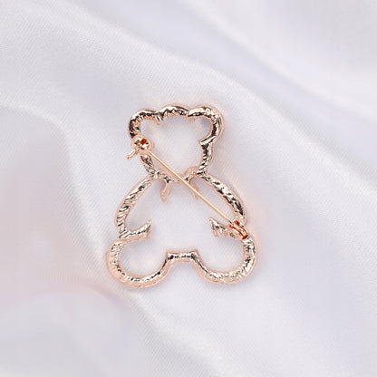 Teddybär mit Schleife - Silberbrosche mit Roségold