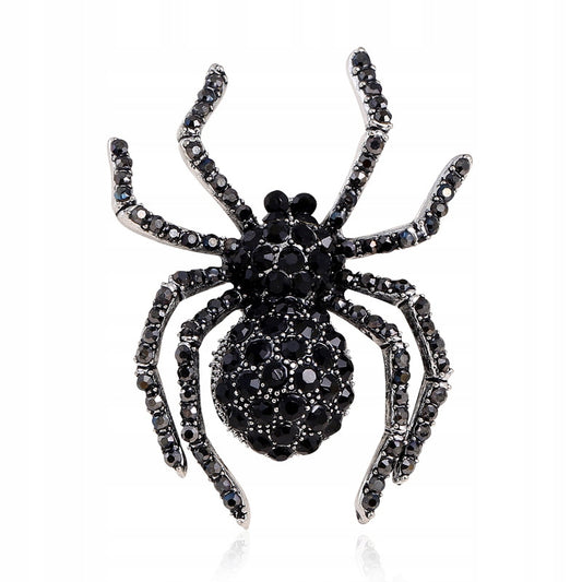 Schwarze Spinnenbrosche mit Zirkonia