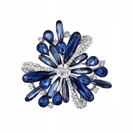 Blaue Blume - Brosche mit Zirkonia