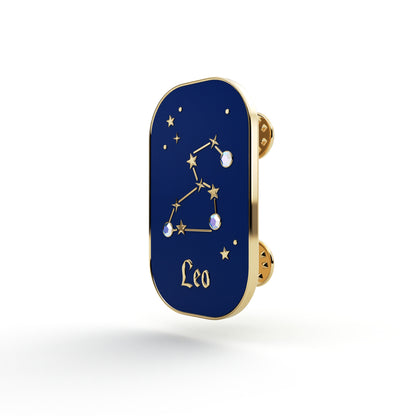 Sternzeichen Löwe – Zirkon-Anstecker mit 14 Karat Gold veredelt