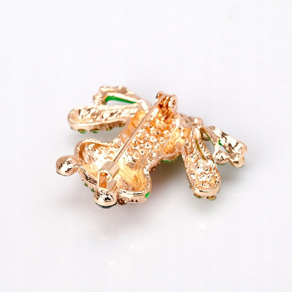 Grüner Frosch - Brosche mit Zirkonias