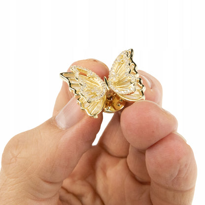 Schmetterling mit Zirkonia - 14K vergoldeter Stift