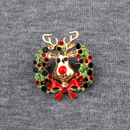 Rentier mit Kranz - Weihnachtsbrosche