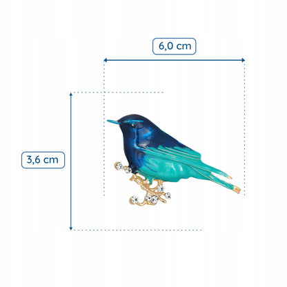 Blauer und blauer Vogel - Brosche mit Zirkonias