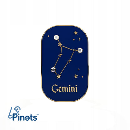 Sternzeichen Zwillinge – Zirkon-Anstecker mit 14 Karat Gold veredelt